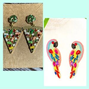 2 Pairs of Colorful Statement Earrings